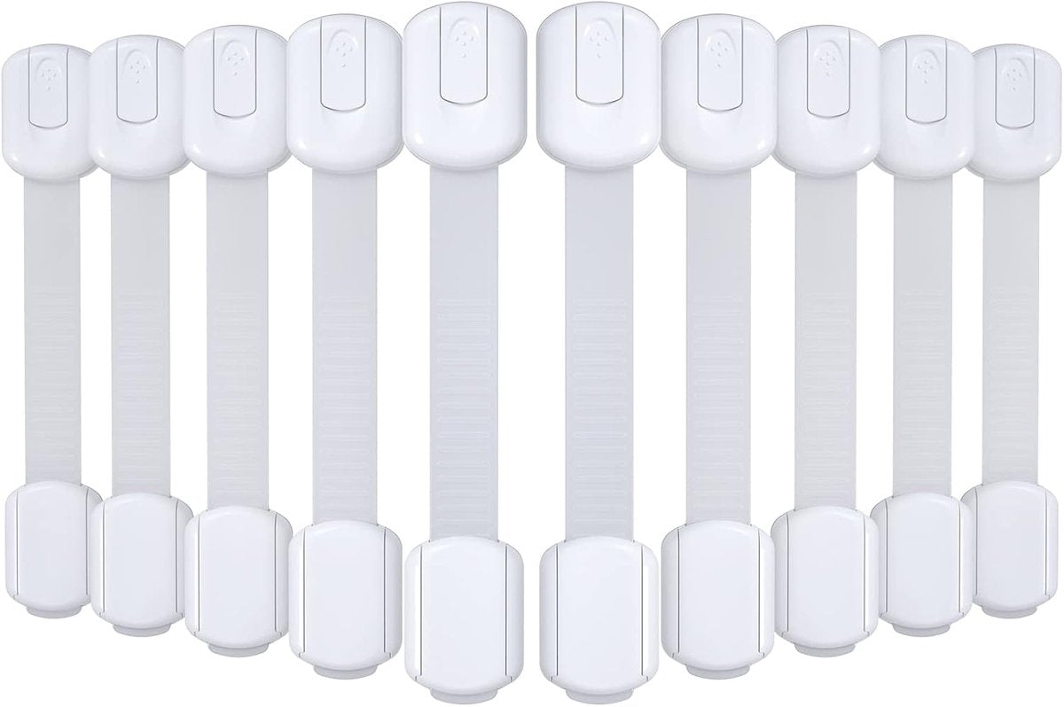 Mogi Products - Child Locks - 10 Pieces - For Cabinets and Drawers - Cabinet Safety - Safety Locks - Adhesive