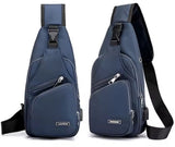 Fanny pack - Shoulder bag - With USB charging port - Men's - Chest bag - Anti-theft - Blue