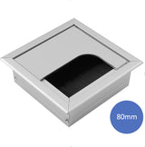Noble Desk Cable Management System - Square - Desk Cable Management System - Cable Hole with Brush Closure - Cable Organizer - Cable Grommet - Cable Cover - L8xW8xH3cm - Silver