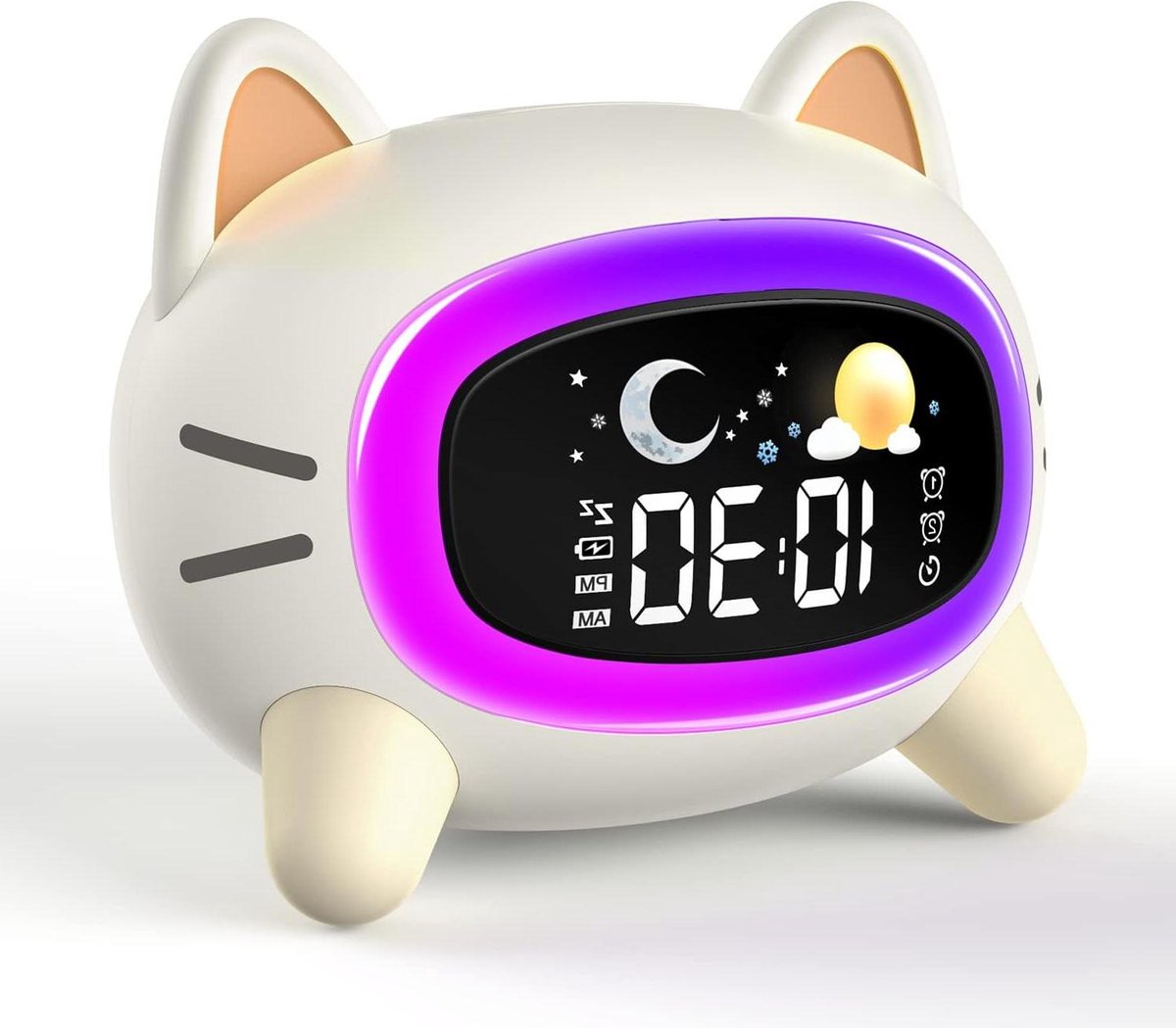 Sleep Trainer Alarm Clock Moon Sun Sound Machine Night Light Digital Battery Powered - Sleep Trainer for Children
