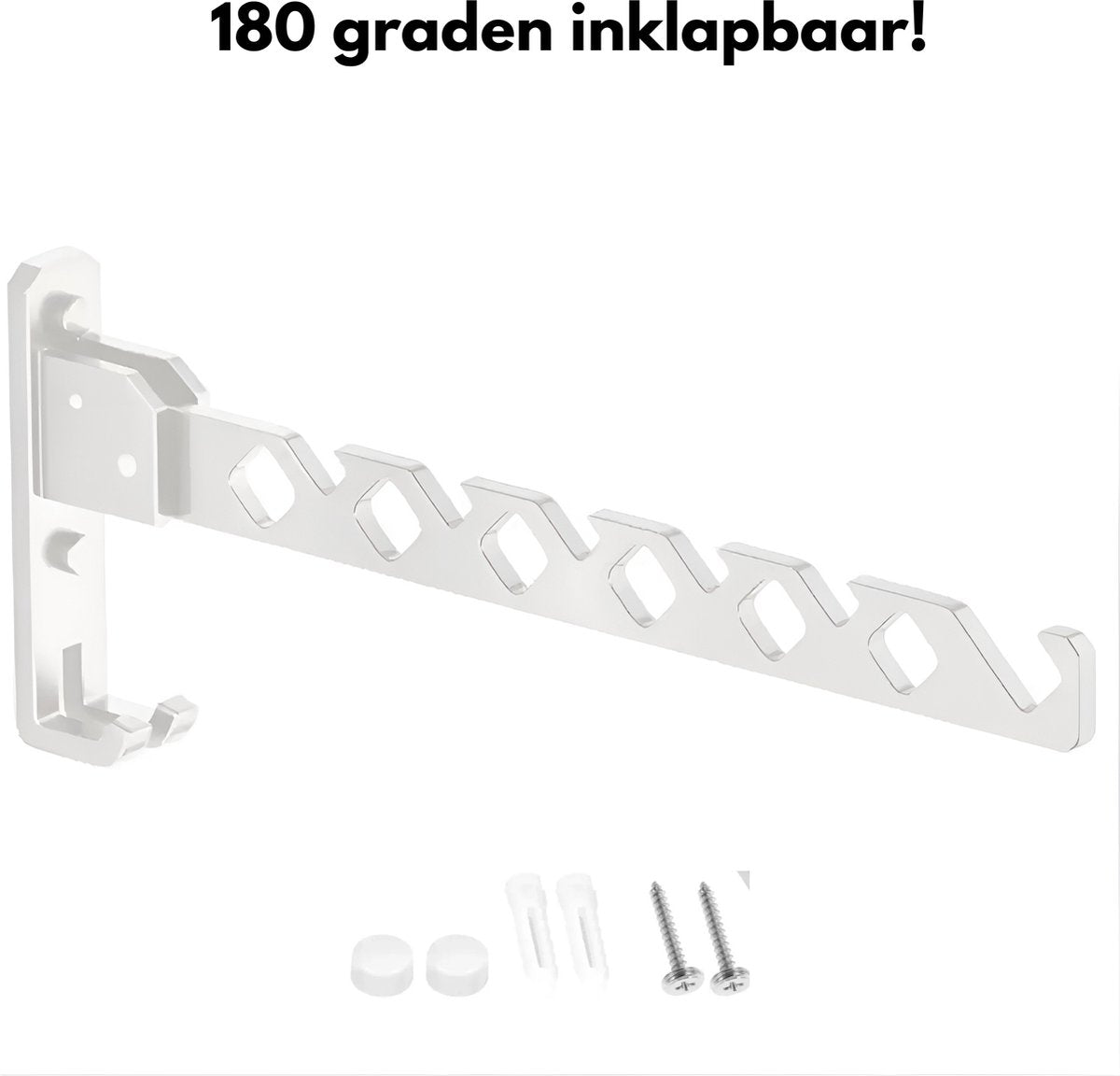 Wall-mounted coat rack - foldable - white - 35 cm - coat hook - hanger - drying rack