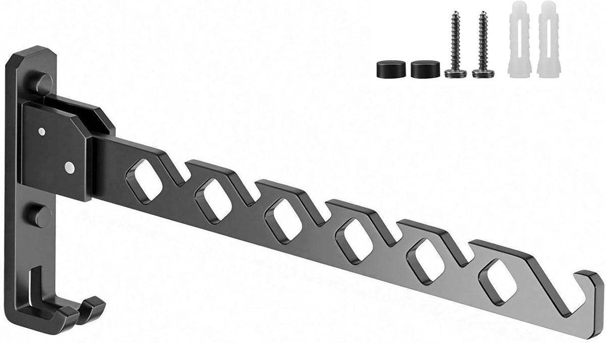 Wall-mounted coat rack - foldable - black - 35 cm - coat hook - hanger - drying rack