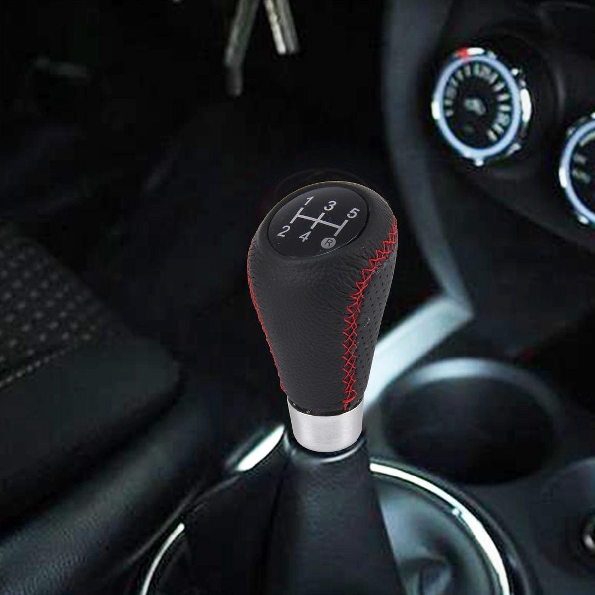 Universal 5-speed manual gear shift knob, stick-style manual gear shift knob for all cars (red)