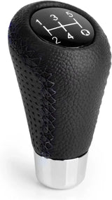 Gear shift lever - Manual gear shift lever - 5-speed transmission - Gear shift lever - Manual transmission - Black leather stitching - Universal gear shift lever (black)