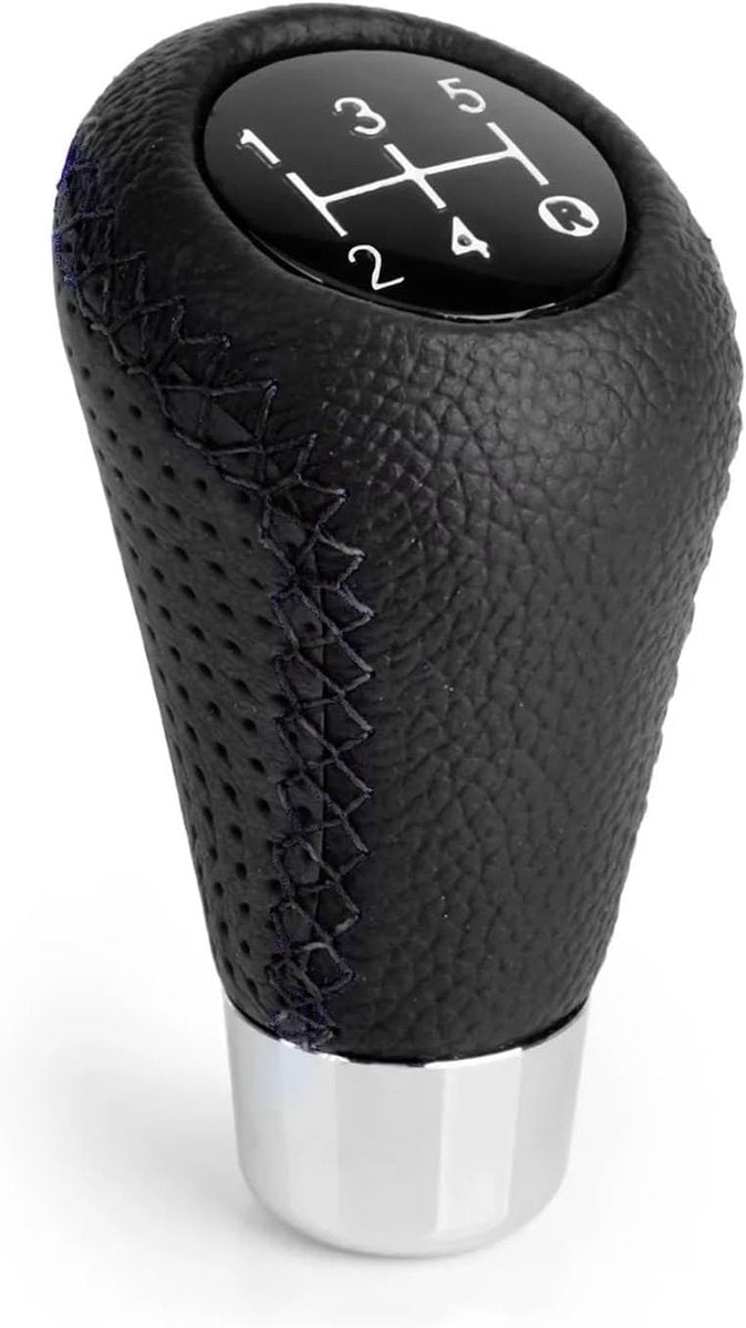 Gear shift lever - Manual gear shift lever - 5-speed transmission - Gear shift lever - Manual transmission - Black leather stitching - Universal gear shift lever (black)