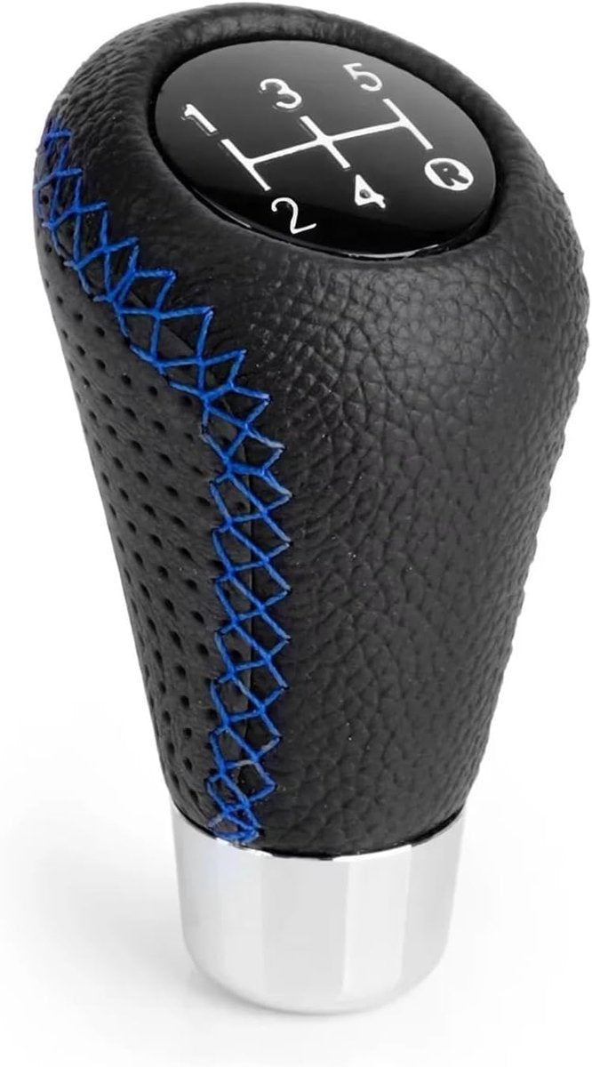 Gear shift lever - Manual gear shift lever - 5-speed transmission - Gear shift lever - Manual transmission - Black leather stitching - Universal gear shift lever (blue)