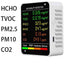 Air Quality Monitor - 6 Functions - Detects PM2.5, PM10, HCHO, TVOC, CO, CO2 - Suitable for monitoring indoor air, testing office spaces, inspecting car air, and monitoring the outdoor environment - Wit