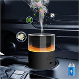 Car essential oil diffuser with automatic on/off function, portable humidifier with memory function, battery operated, with 8-color ambient light for car, home, office and travel (black)