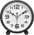 Wekker, analog, silent, no ticking, metal, black, large digits, silent night clock, quartz movement, sweep frequency, battery operated, portable alarm clock for bedroom, living room