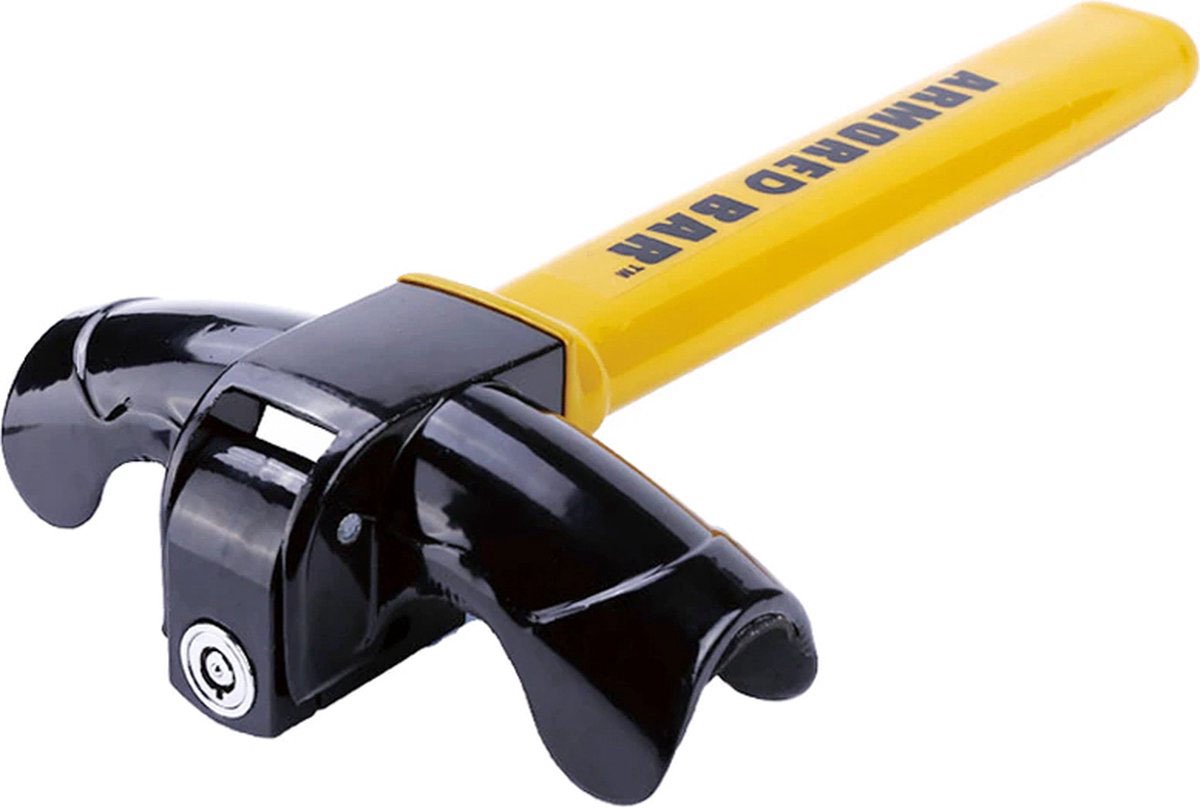 Car steering wheel lock - Anti-theft - Lock for classic cars - Security lock - With 2 keys - Yellow