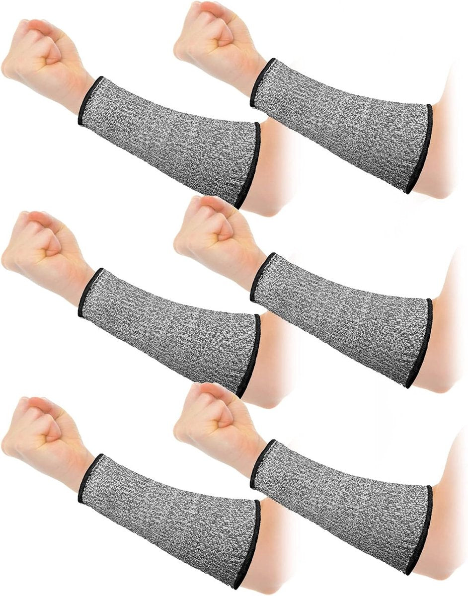 3 pairs of arm protectors for thin skin and bruises, cut-resistant forearm sleeves, level 5 burn protection (7.9 inches) - Gray