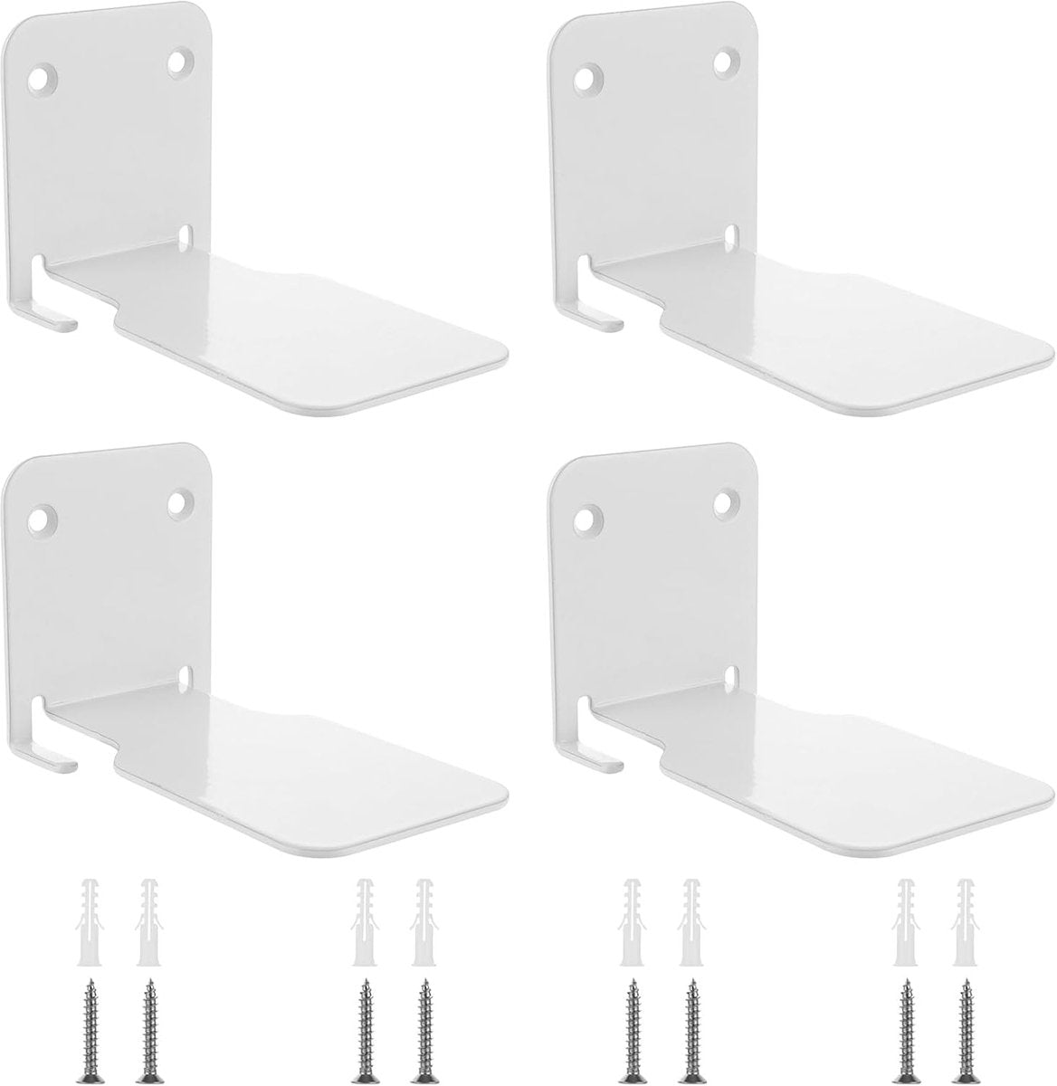4-piece set - Invisible shelf - Wall shelf - Multifunctional metal shelves - Floating shelves - Wall shelf - Shelf - with screws - for office, classroom and bookstore - White - 6.6 x 6 x 10.5 cm
