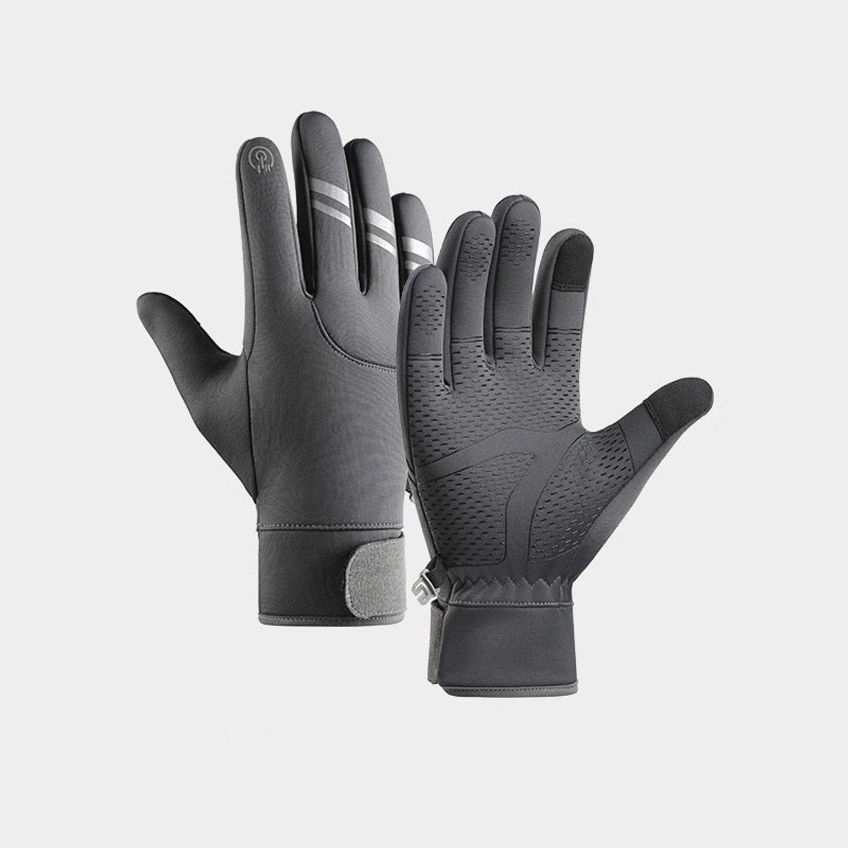Gloves - Cycling Gloves - Winter Gloves - Sports Gloves - Touchscreen Winter Gloves - Winter Cycling Gloves - Men's - Heated - Waterproof - Warmly Lined - For Motorcycling and Skiing - Grijs(M)