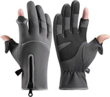 Men's and women's winter gloves - 2-finger touchscreen gloves - Running gloves - Cycling gloves - Driving gloves - Warm gloves - Winter fishing gloves - Grijs