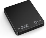 Coffee Scale - Digital Coffee Scale with Timer - Rechargeable for Filter Coffee, 3 kg / 0 g Digital Espresso Scale - with Peeling Function - 3 Units, LED Display - Black