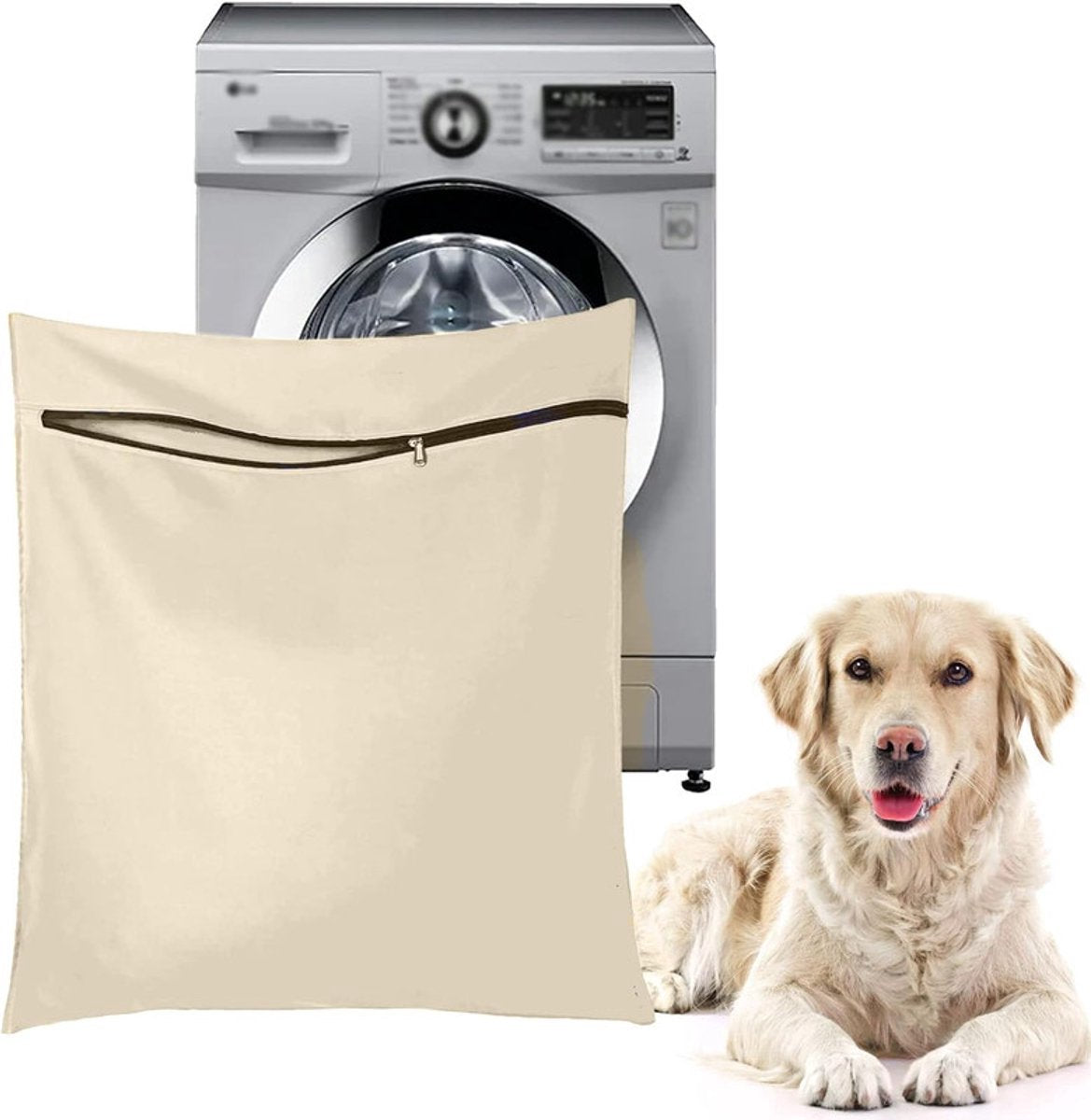 Pet Laundry Bags - Polyester Twill Laundry Bags - Large Zippered Laundry Bags - Prevents Pet Hair from Soiling Laundry Bags - Washing Machine Safe, 70 x 80 cm, Laundry Bag for Dogs, Cats, and Rabbits (Khaki) - L