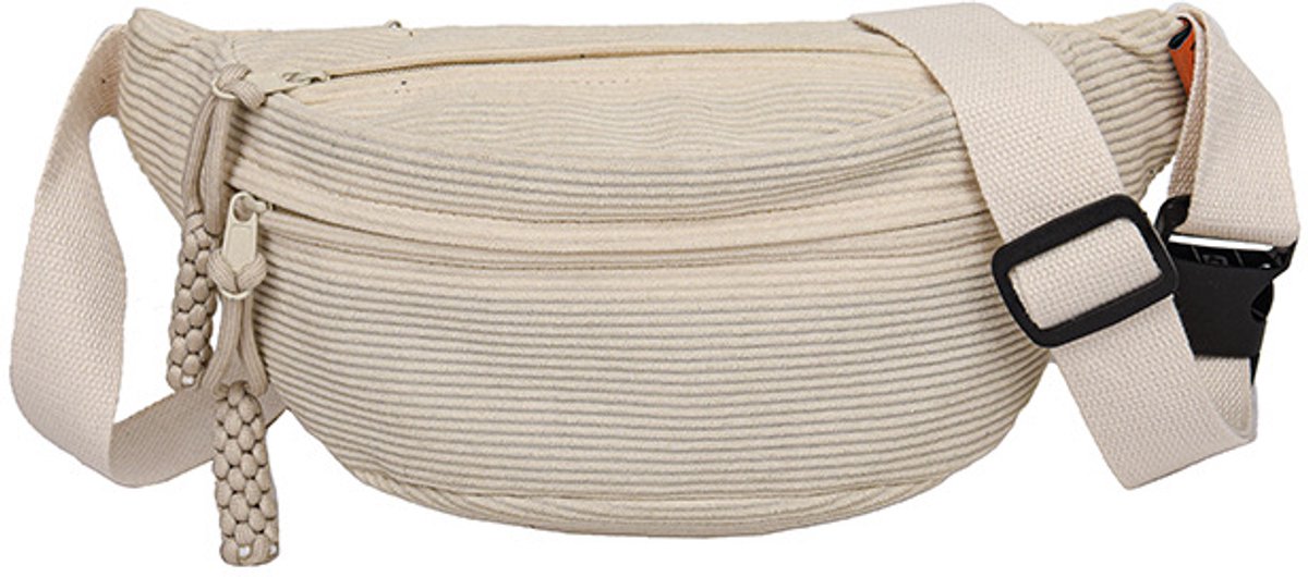Fanny pack - Women's fanny pack - Men's fanny packs - Corduroy fanny pack - Women's corduroy fanny pack - Adjustable shoulder bag - Unisex - Perfect for shopping, travel and work (white)