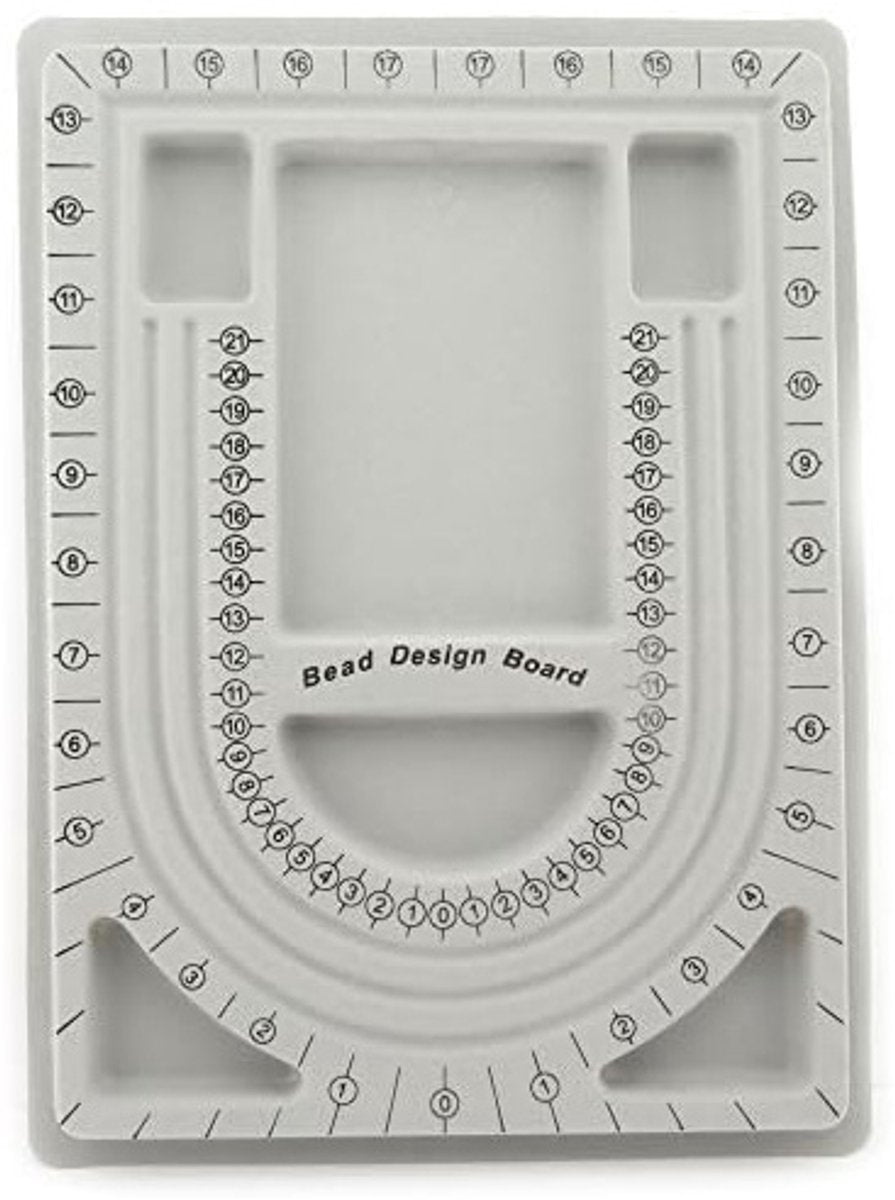 Bead Tray for Bracelets and Necklaces - 9.5 x 12.9 inches - DIY Jewelry Tool - For Girls and Necklace and Bead Makers - Gray