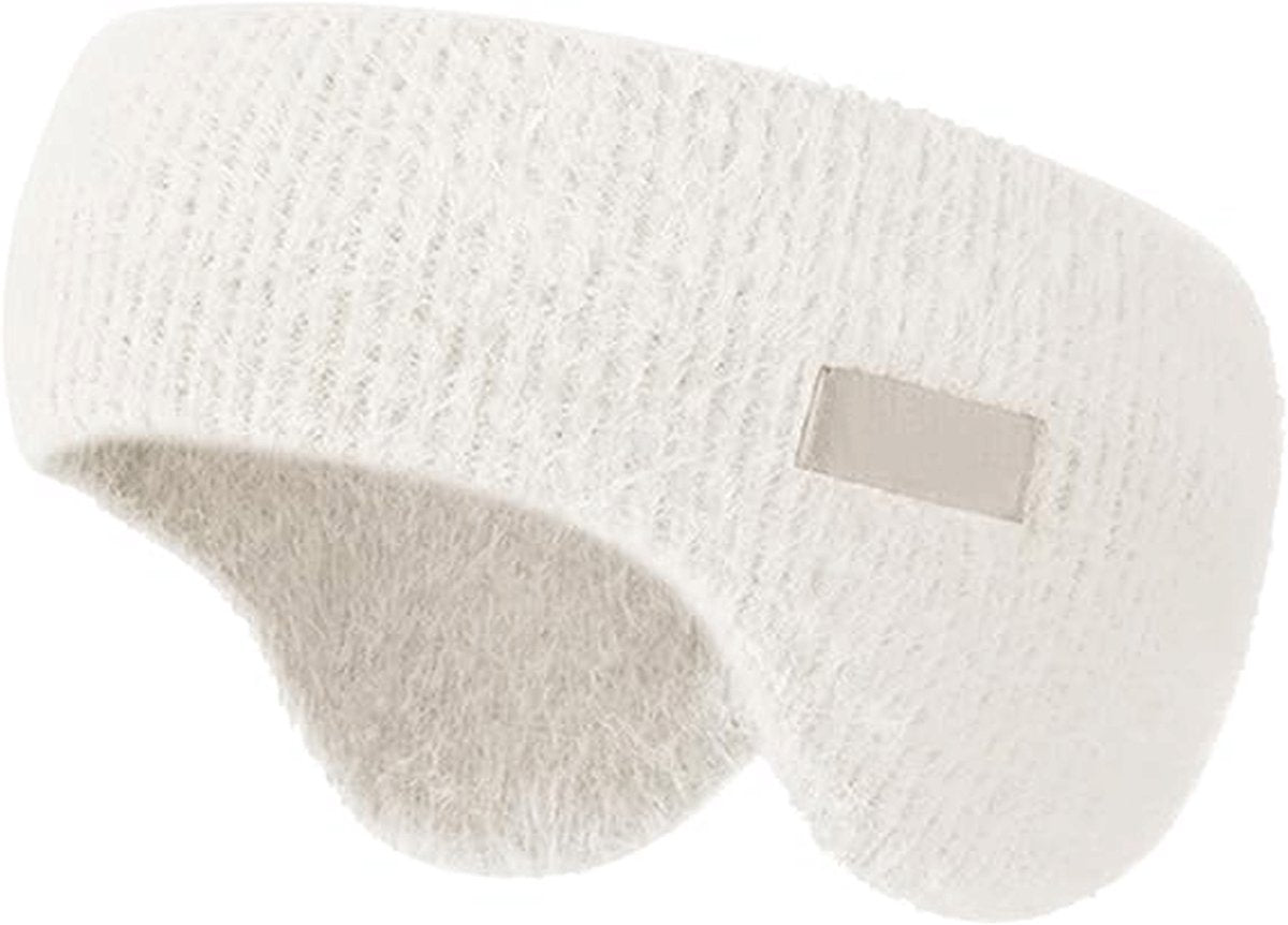 Noise-canceling earmuffs for sleeping - Soundproof earmuffs - Sleep mask - Noise-canceling headband for sleeping - Warm earmuffs for winter - Thick knit earmuffs - Suitable for cycling and sleeping - Wit