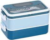 Lunch boxes - lunch box for adults - lunch box for children - lunch box with compartments - stackable lunch box - leakproof lunch container - 1600ML - with 2 layers - for children, adults, students (blue)
