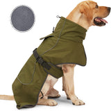 Dog Raincoat - Dog Jacket - Waterproof Winter Dog Coat - Windproof Dog Jacket - Winter Dog Coat - Reflective Strip - Green - Size XXL - Perfect for medium and large dogs
