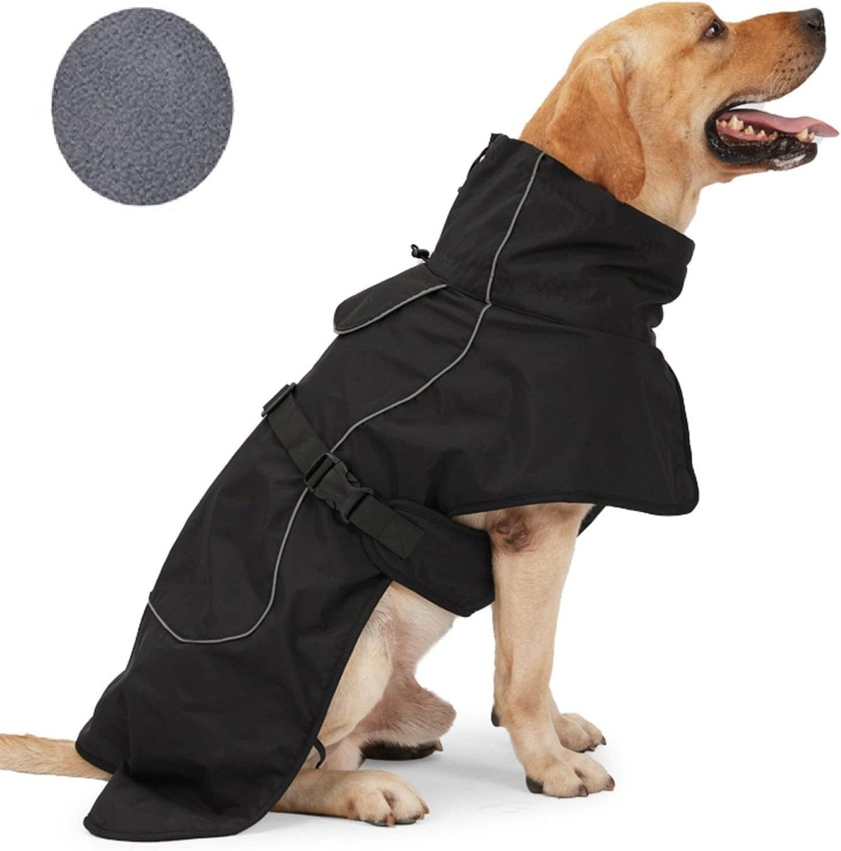 Dog Raincoat - Dog Jacket - Waterproof Winter Dog Coat - Windproof Dog Jacket - Winter Dog Coat - Reflective Strip - Black - Size XXL - Perfect for medium and large dogs