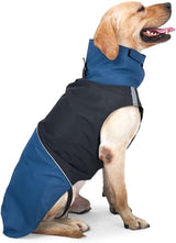 Dog Raincoat - Dog Jacket - Waterproof Winter Dog Jackets - Windproof Dog Jacket - Winter Dog Jacket - Reflective Strip - Perfect for Small Dogs - Medium-Sized Dogs - Blue and Black - Size S