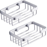 Wall-mounted aluminum soap dish for bathroom and kitchen - Silver, 2 pieces