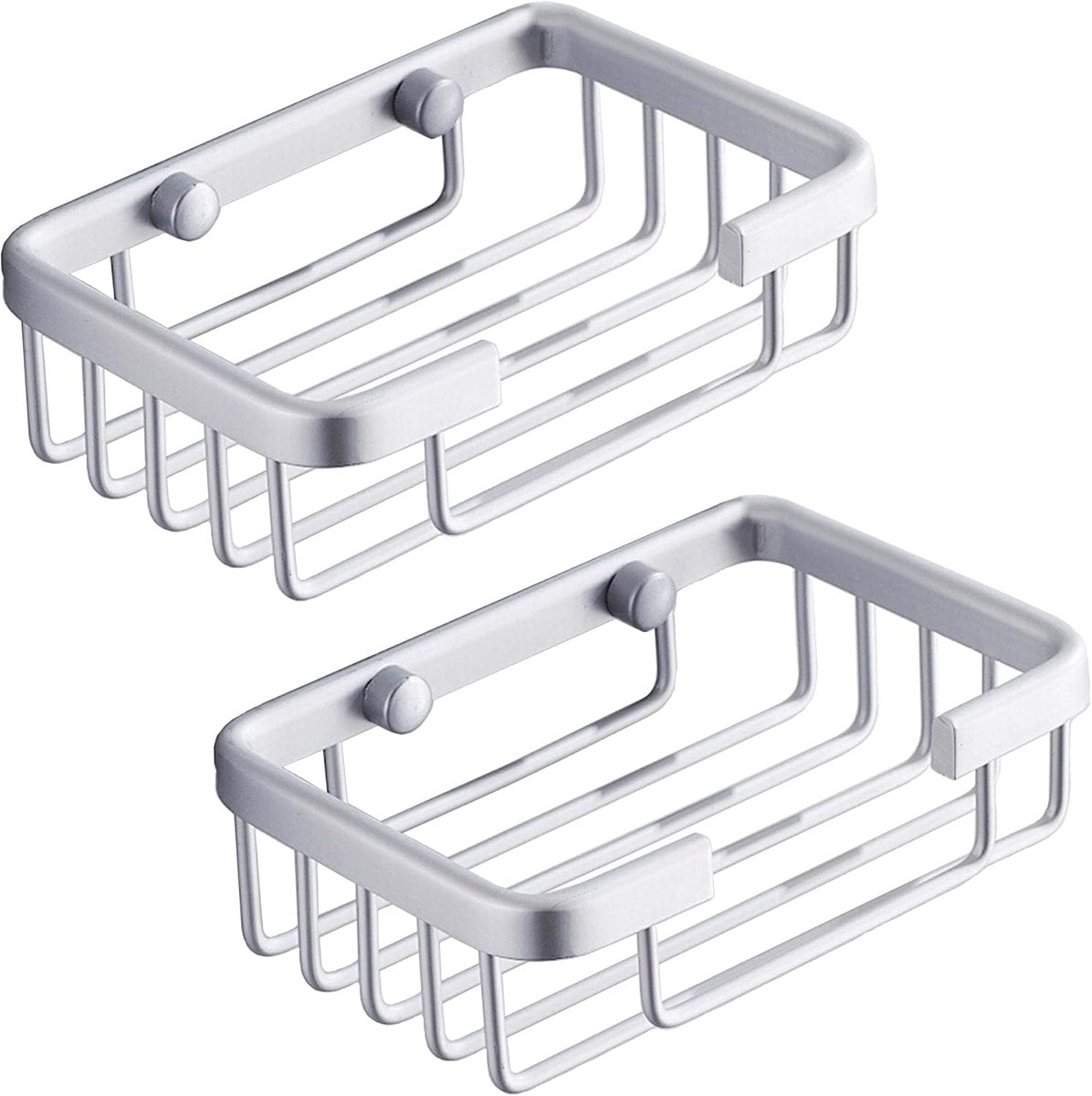 Wall-mounted aluminum soap dish for bathroom and kitchen - Silver, 2 pieces