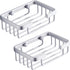 Wall-mounted aluminum soap dish for bathroom and kitchen - Silver, 2 pieces