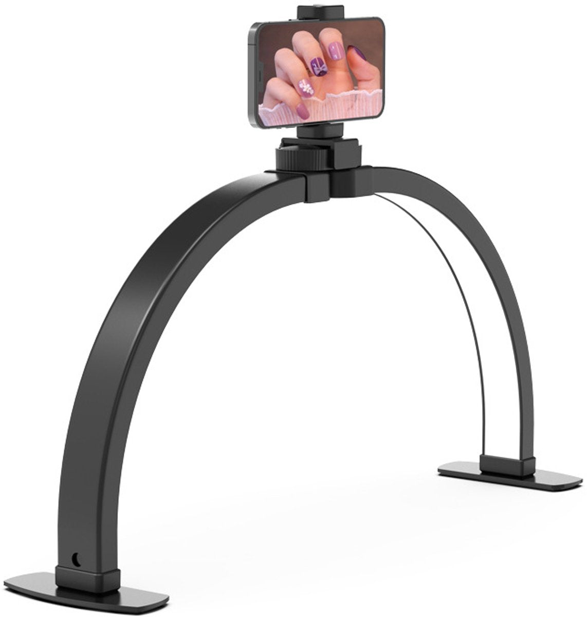 Desk Lamp - Manicure Lamp - Nail Technician Desk Lamp - Half-Moon Lamp - Large LED Tech Table Lamp with Phone Holder - 3 Enlightenment Style Modes - Black