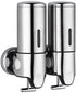 2-in-1 Soap Dispenser - Liquid Dispenser - 2 x 500 ml - 2 Reservoirs - Wall Mounted - Kitchen - Bathroom - Shower - Stainless Steel - 25 x 18.5 x 9 cm - Silver - Hanging Soap Dispenser