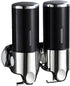 Soap Dispenser - 2 in 1 Liquid Dispenser - Liquid Dispenser - 2 x 500 ml - Wall Mounted Soap Dispenser - Kitchen - Bathroom - Shower - 24.1 x 21.6 x 10 cm - Black