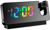 Wekker projection alarm clock, LED mirror alarm clock, alarm clock with projection function, projection clock with temperature, snooze, night mode, adjustable brightness, digital alarm clock for bedroom.