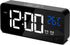 Digital alarm clock, LED digital clock with temperature display, portable mirror alarm clock, 13 alarm tones, USB rechargeable, 4 brightness settings and adjustable volume, 12/24 hour display
