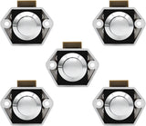 5-Piece Push Button Lock - Push Button for Campervan - Door Lock - Locking Button for Shutter Door - For Camping, RV, Motorcycle, Caravan - Silver