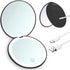 Double-sided makeup mirror with 10x magnifying LED lighting and adjustable brightness. Small, illuminated mirror with adjustable intensity, ideal for handbags. Black.