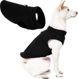 Dog Coat - Fleece Vest - Dog Sweater - Warm Winter Coat - Pull-On Fleece Coat - Leash with Ring - Perfect for Small and Medium Dogs - Black - Size XL