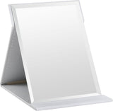 Folding tabletop mirror with PU leather cover – 125 x 17 cm – Portable travel mirror with stand – Makeup mirror for office and camping