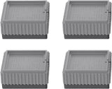 4x Square Furniture Risers - Stackable Table Legs for Washing Machines - Gray