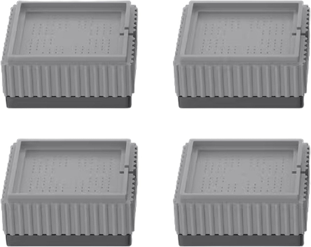 4x Square Furniture Risers - Stackable Table Legs for Washing Machines - Gray