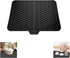 Silicone dish draining mat with integrated rim, heat-resistant, eco-friendly, waterproof, and non-slip. Ideal for dishes, bars, washing up, or any other use. Dimensions: 58 x 43 cm. Color: Black.