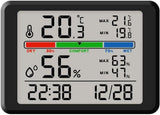 Wekker - Digital Hygrometer - Room Thermometer - Temperature and Humidity Meter - Baby's Room - Children's Room - Office - Kitchen - Wall Mounted in Garage - Desk Alarm Clock - Christmas Gift - Black