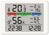Wekker - Weather Station - Digital Hygrometer - Room Thermometer - Temperature and Humidity Meter - Baby's Room - Children's Room - Office - Kitchen - Wall Mounted in Garage - Desk Alarm Clock - Christmas Gift - White