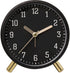 Classic analog Wekker alarm clock, no ticking, with snooze function, ultra-quiet, with night light, battery operated, elegant round metal alarm clock (black)