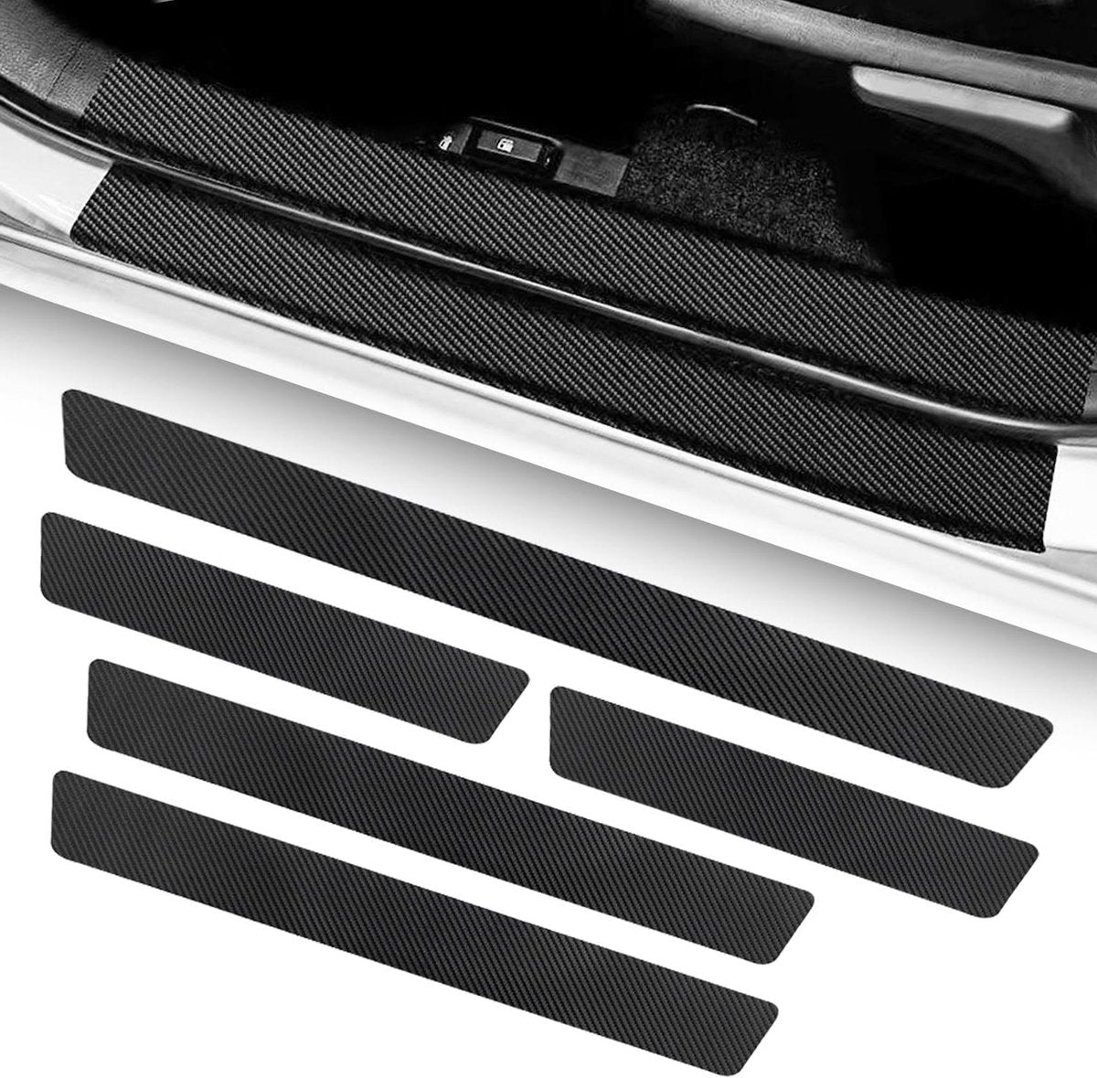 Car Door Sill Moldings - Set of 5, Universal Entry Moldings for SUVs, Anti-Scratch Stickers with Film