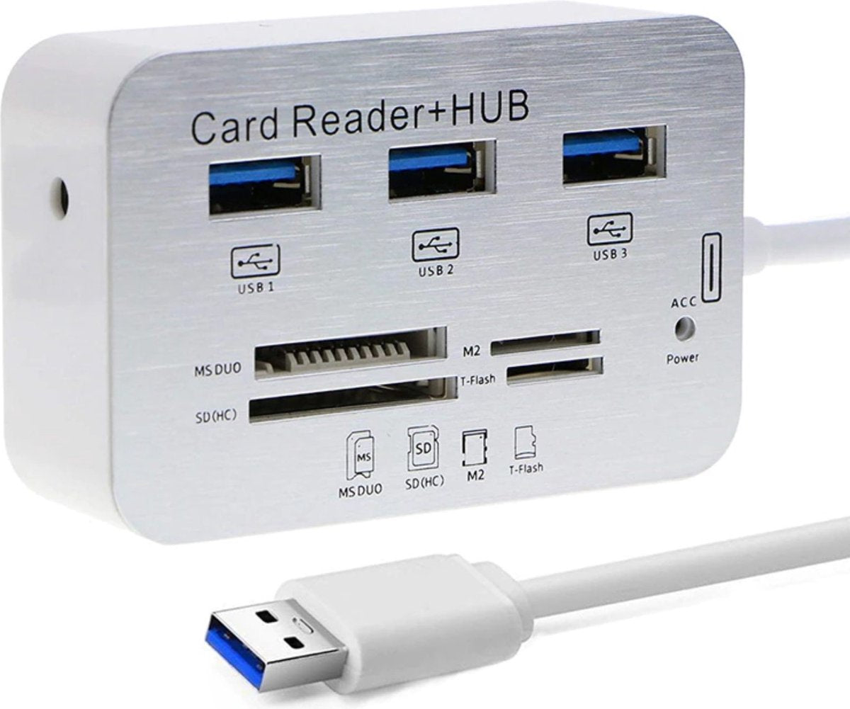 USB 3.0 Hub with 3-Port Splitter and Memory Card Reader - SD/TF/Micro SD Card Reader - USB 3.0 Hub