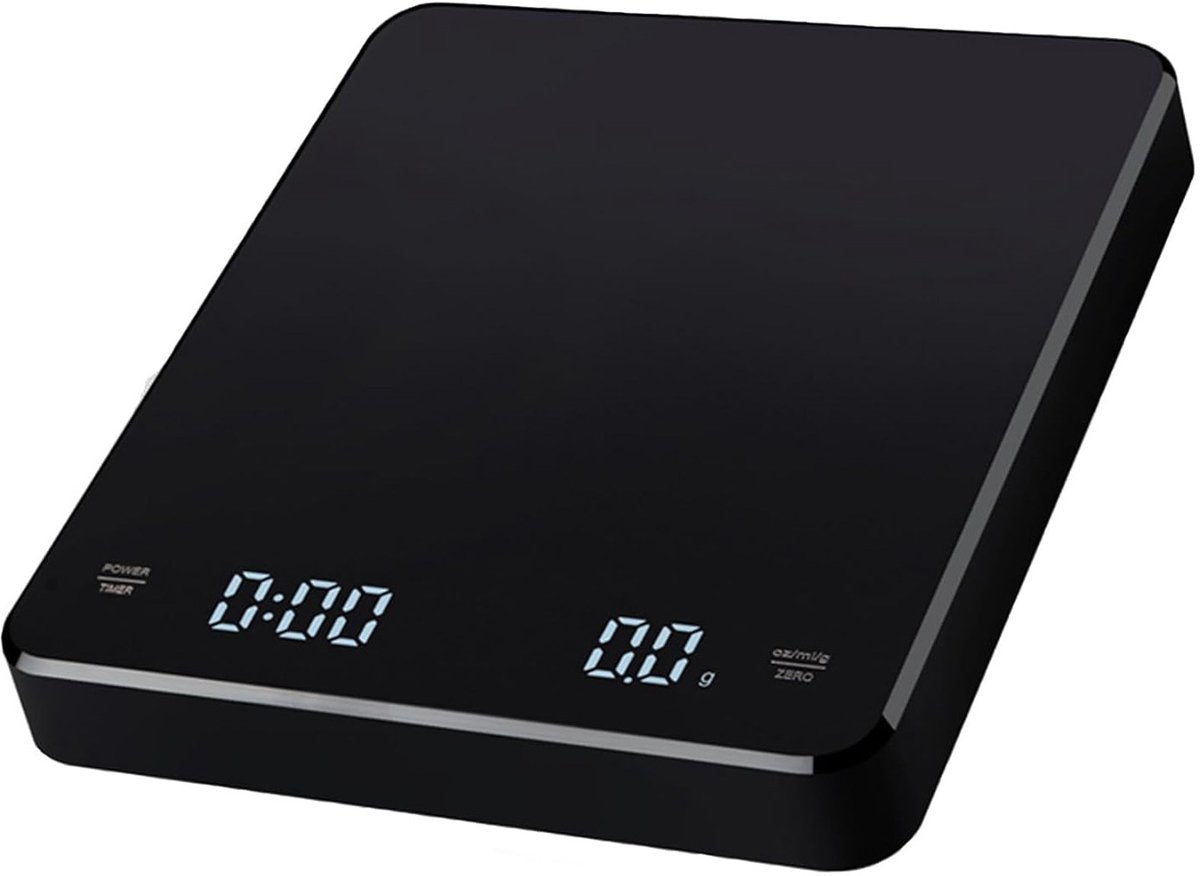 Precision Scale - Barista Scale - Coffee Scale with Timer - Small 3 kg / 0 g Coffee Scale with Gravity Sensor - Rechargeable Kitchen Scale - Barista Essential - High Precision - Black