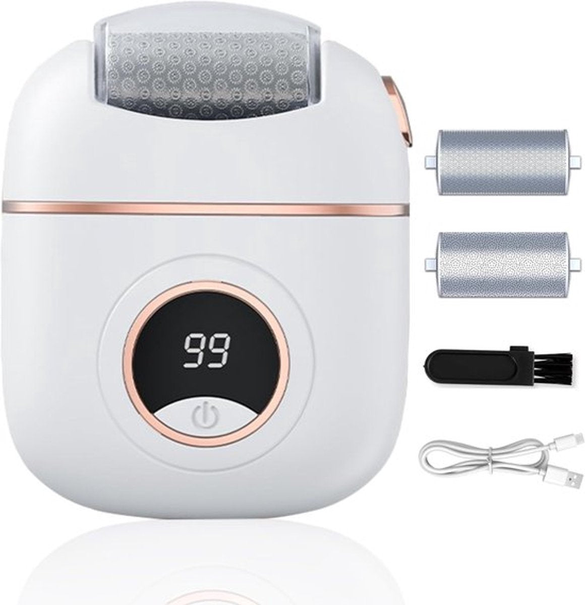 Electric Foot File - Removes Calluses and Dead Skin - Powerful Exfoliation - Built-in LED Light - Regenerative Exfoliation - Removes Calluses and Hard Skin - Wit