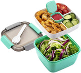 Lunch box - Compartmentalized lunch box - Bento box - Salad lunch box - Salad bowl lunch box - Fruit box for school, work, picnics and travel - 1500 ml 17.4 x 17.4 x 9.6 cm - Vegetables